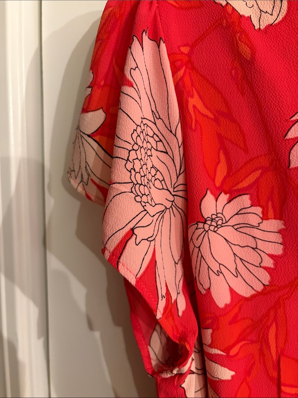 Talbots Chrysanthemum Midi Shirt Dress Womens Petite Size 14 Pink Floral Belted - Picture 4 of 5